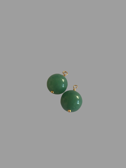 Grön jadesten för örhängen i guldpläterat silver (10 mm)